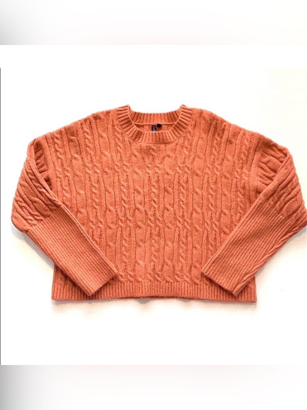 moon & madison Cropped Crew Sweater in Coral pink women’s large NWT
